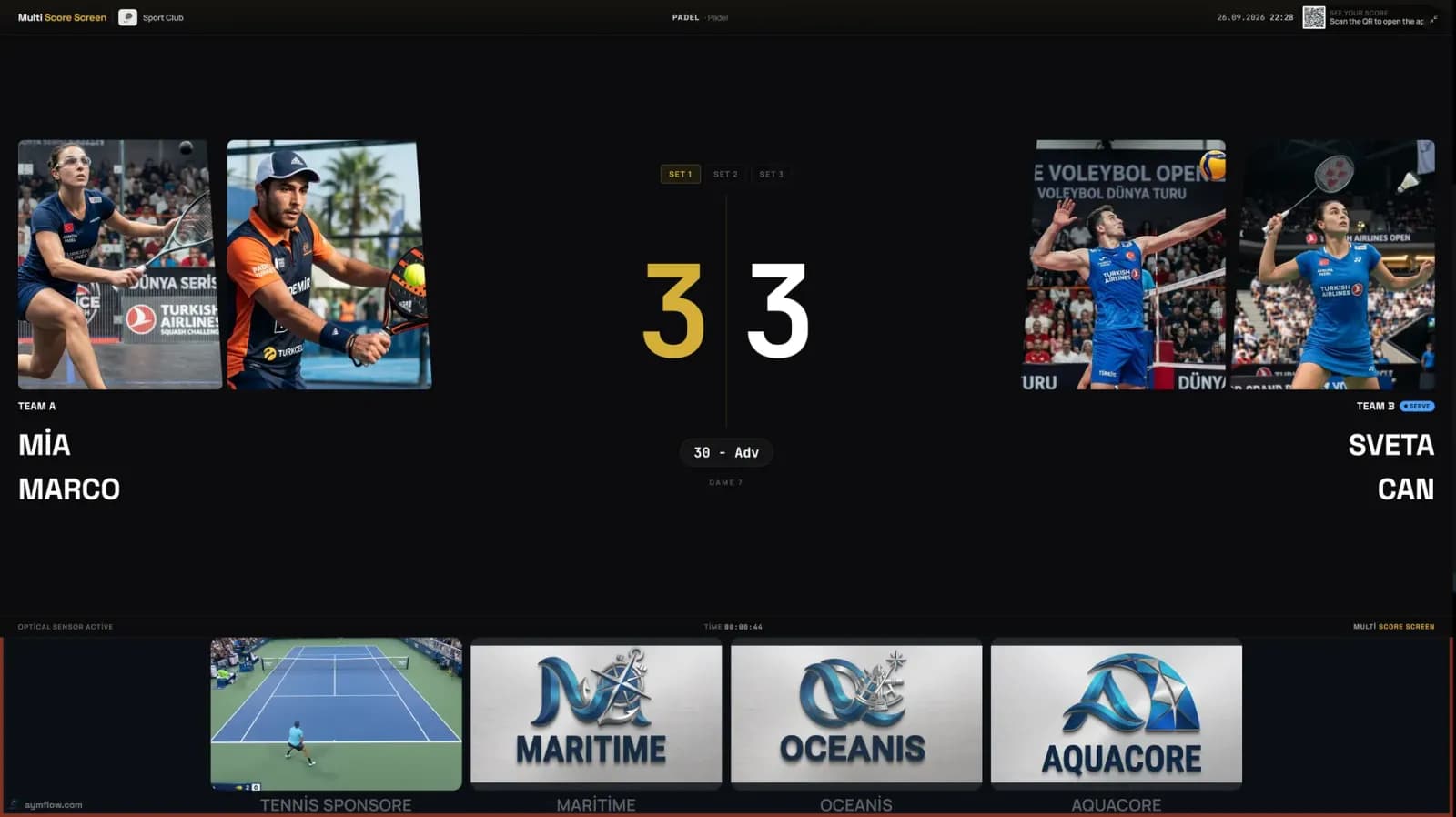 Multi Score Screen – Padel